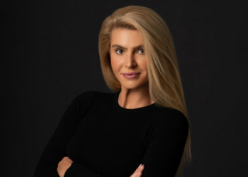 blonde woman in black