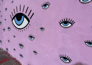 photo of a mural of eyes