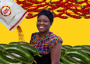 Black woman against a backdrop of West African spices